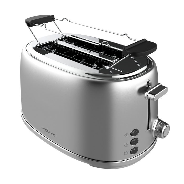 Prăjitor de pâine Cecotec Toast&Taste 1000 Retro Double Inox, 980 W, 2 felii, inox