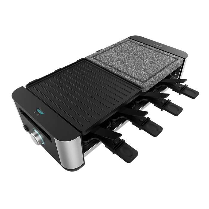 Aparat raclette Cecotec Cheese&Grill 16000 Inox Mixgrill, 1400 W, pentru 8 persoane, 22 × 50 × 12 cm, inox