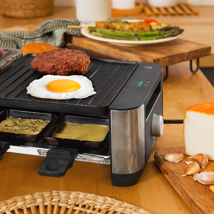 Aparat raclette Cecotec Cheese&Grill 16000 Inox Mixgrill, 1400 W, pentru 8 persoane, 22 × 50 × 12 cm, inox