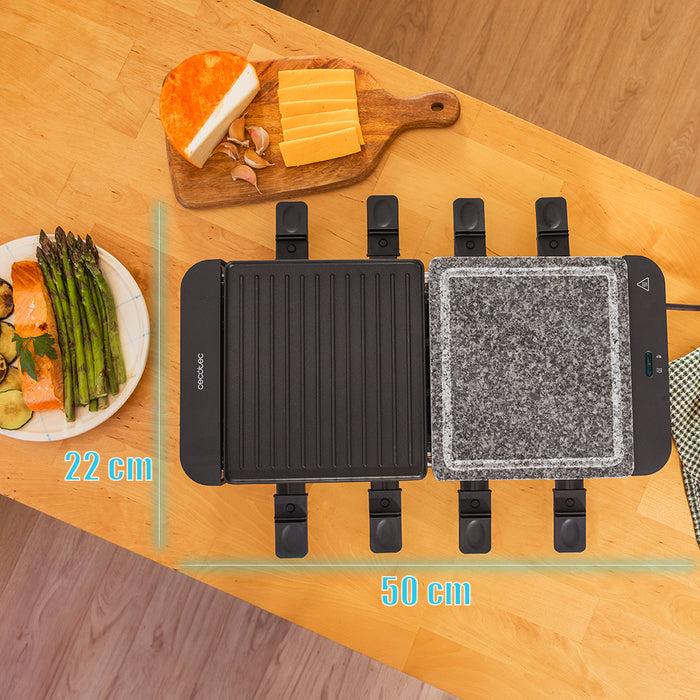 Aparat raclette Cecotec Cheese&Grill 16000 Inox Mixgrill, 1400 W, pentru 8 persoane, 22 × 50 × 12 cm, inox