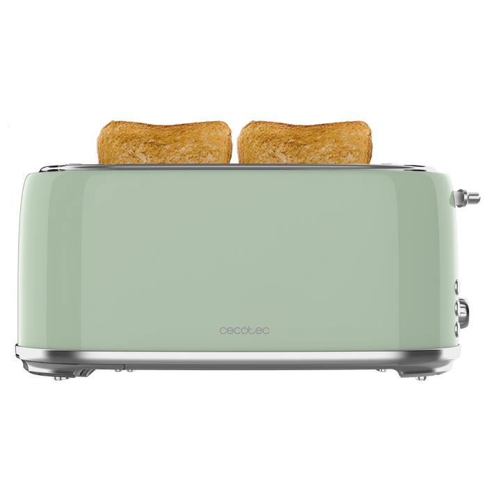 Prăjitor de pâine vertical Cecotec Toast&Taste 1600 Retro Double Green, 1630 W, 4 felii, 6 setări, verde