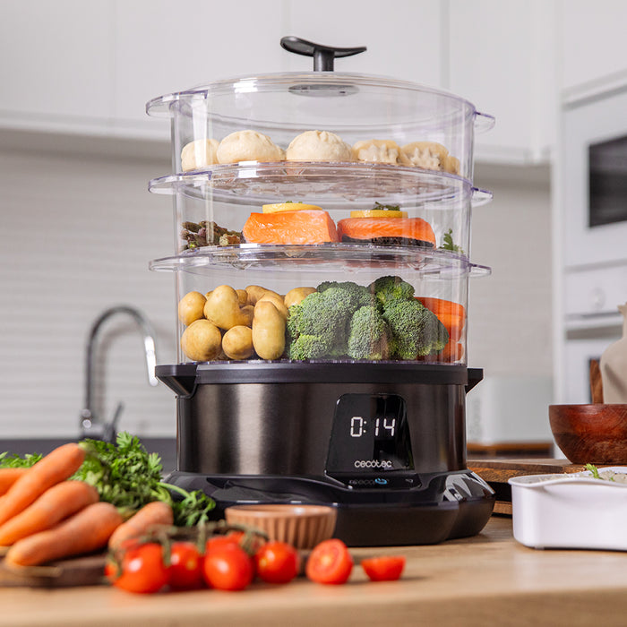 Aparat de gătit cu abur Cecotec Vapovita 3000 Pro, 1000 W, 3 recipiente, bol de 1 l