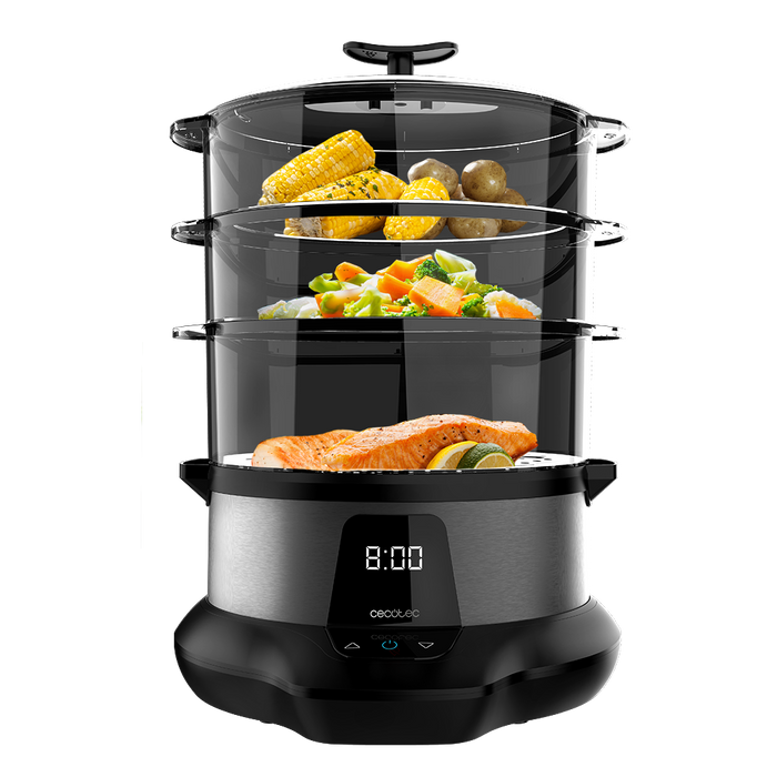 Aparat de gătit cu abur Cecotec Vapovita 3000 Pro, 1000 W, 3 recipiente, bol de 1 l