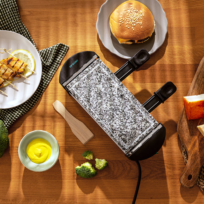 Raclette Cecotec Cheese&Grill 3200 Pocket AllStone, 320 W, pentru 2 persoane, 11 × 30 × 10,5 cm