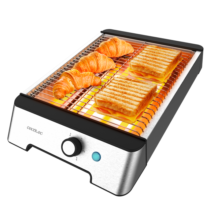 Prăjitor de pâine orizontal Cecotec NiceSlice Inox, 1000 W, 6 trepte, 35 × 22 × 7 cm, inox