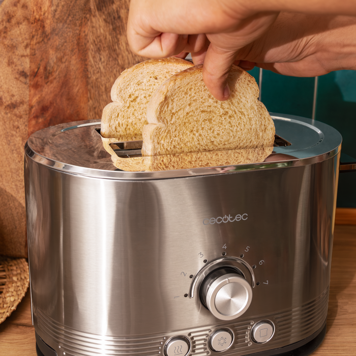 Prăjitor de pâine Cecotec Shine&Toast Double, 850 W, 7 trepte, inox