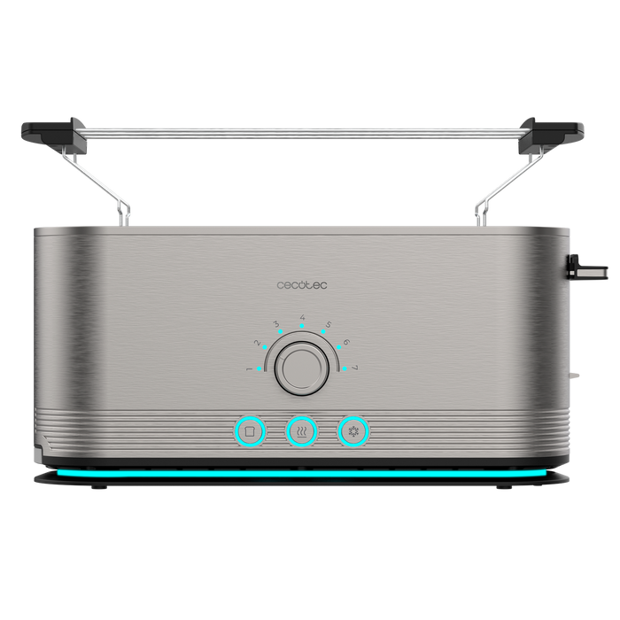 Prăjitor de pâine cu fantă lungă Cecotec Shine&Toast Extra, 1050 W, 2 felii, 7 niveluri, inox