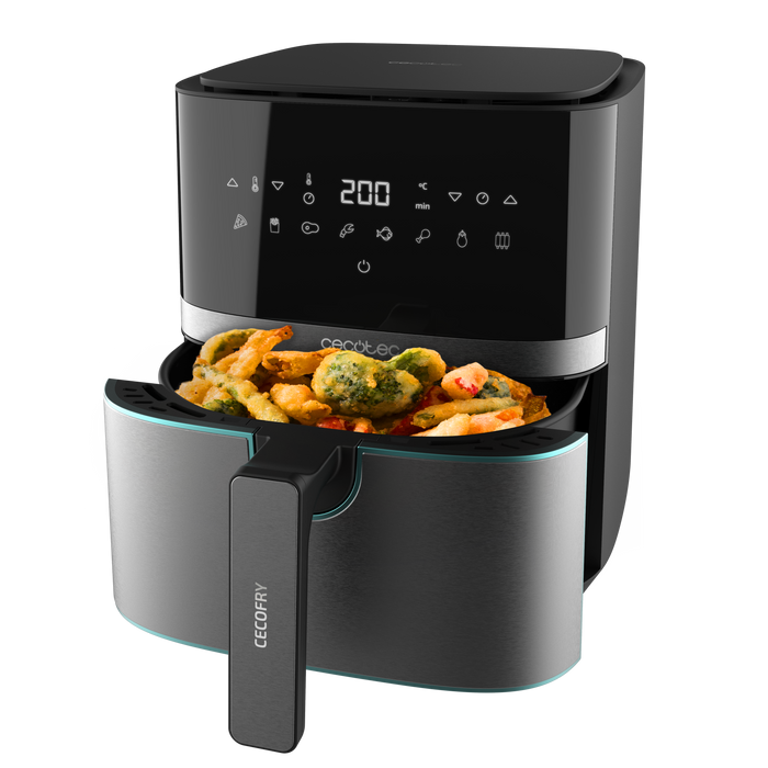 Friteuză cu aer cald Cecotec Cecofry Full InoxBlack 5500 Pro, 5,5 l, 1700 W, 8 programe, inox
