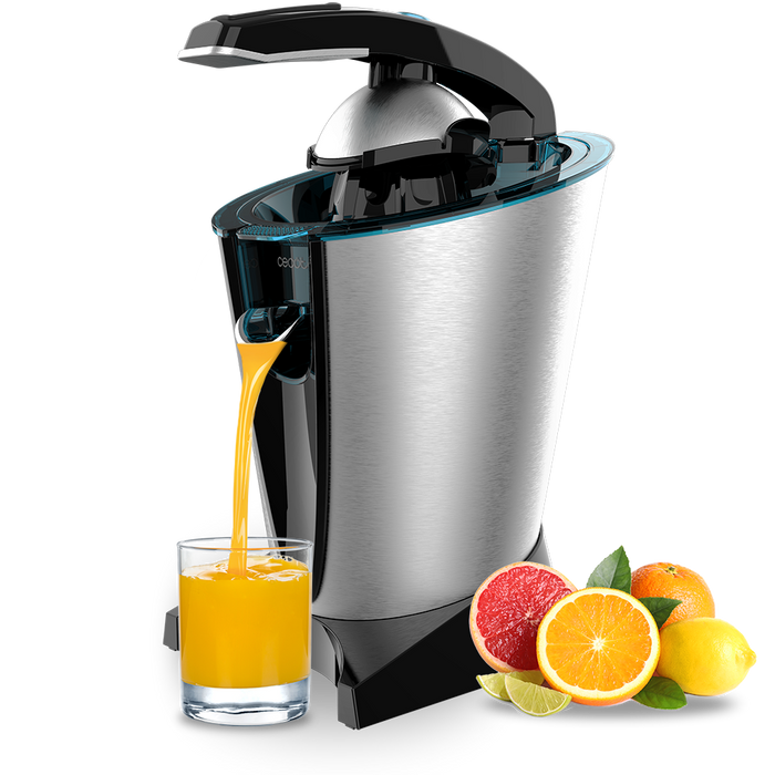Storcător electric de citrice cu braț Cecotec EssentialVita Hyden 600 Steel, 600 W, 20,5 × 30,5 × 24 cm, filtru din inox