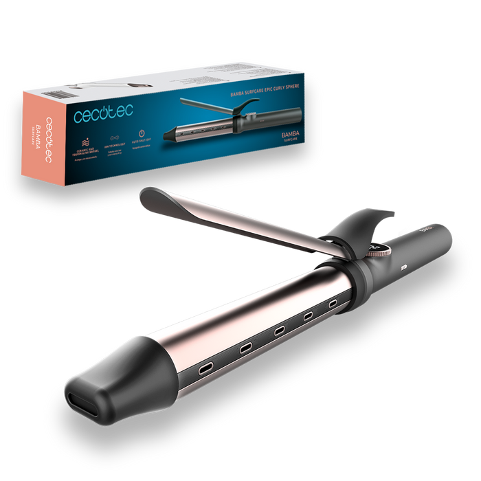Ondulator de păr Cecotec SurfCare Epic Curly Sphere, diametru 32 mm, înveliș ceramic și turmalină, 10 generatoare de ioni