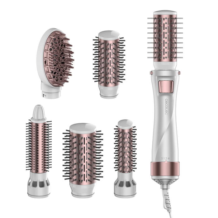 Perie de coafat cu aer cald Cecotec CeramicCare 5in1 Pro, 1000 W, 5 accesorii, 3 trepte de temperatură