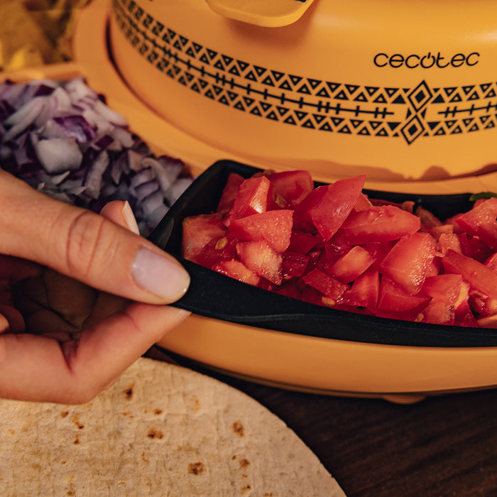 Aparat pentru tacos Cecotec Fun Taco Andale, 40 W, recipient de 600 ml, galben