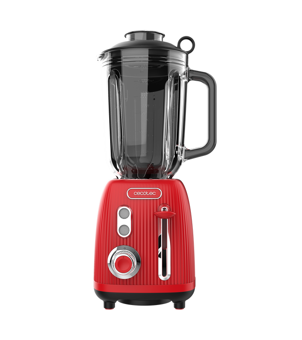 Blender cu cană Cecotec Power Black Titanium RetroRed, 1,5 l, 1200 W, 2 viteze, roșu