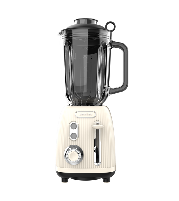 Blender cu vas Cecotec Power Black Titanium RetroBeige, 1,5 l, 1200 W, 2 viteze, bej