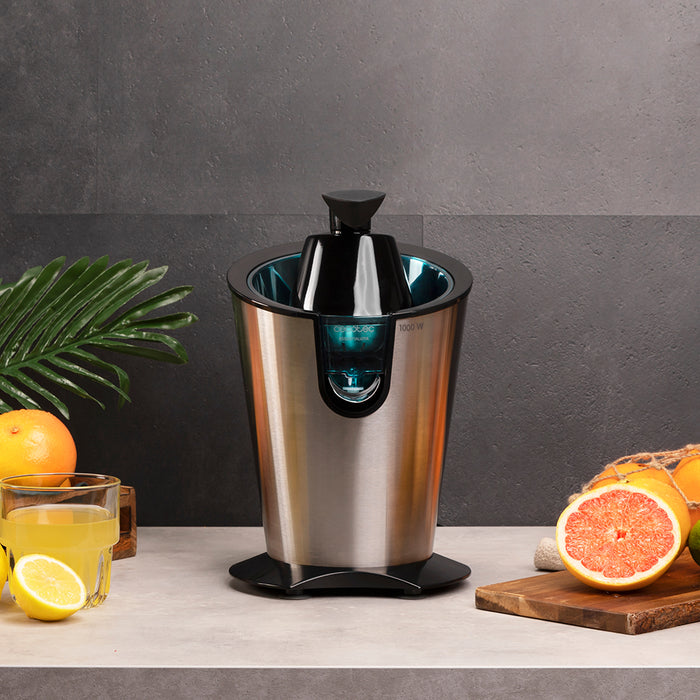 Storcător electric de citrice cu pârghie Cecotec EssentialVita PowerFresh 1000 Inox, 1000 W, 19,5 × 31 × 25,5 cm, inox