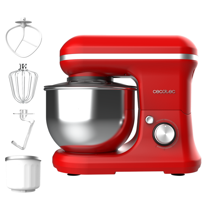 Mixer cu bol Cecotec Cecomixer Merengue 5L 1200 Ice-Cream, 5 l, 6 trepte, roșu