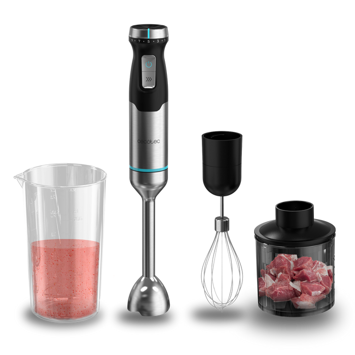 Blender de mână Cecotec Power Pulsar 2300MAX Cream&Crush, 2300 W, 700 ml, negru/gri