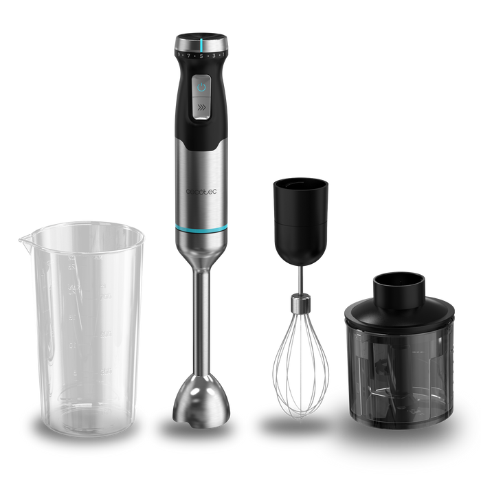 Blender de mână Cecotec Power Pulsar 2300MAX Cream&Crush, 2300 W, 700 ml, negru/gri