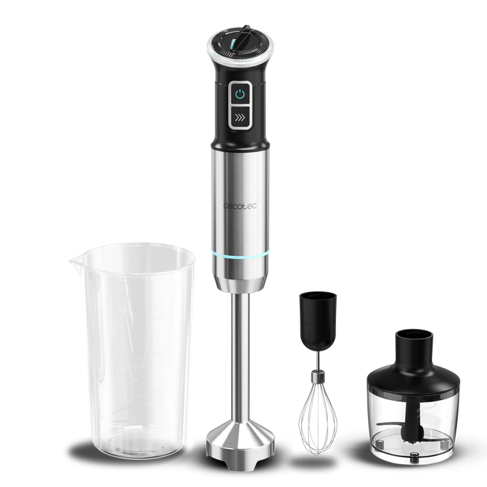 Blender vertical Cecotec Power Neutron 1100MAX Cream&Crush Ultra, 1100 W, pahar 800 ml, 6 × 6 × 39,8 cm, negru/gri