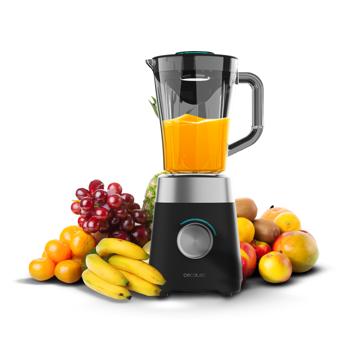 Blender cu cană Cecotec Power Black Titanium 1300MAX B, 1300 W, cană 1,5 l, 2 trepte, alb