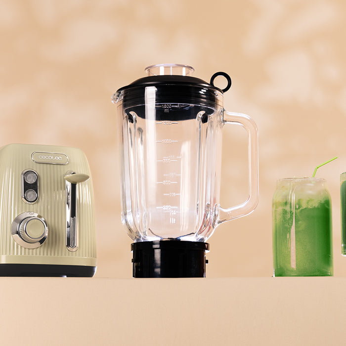 Blender cu cană Cecotec Power Black Titanium RetroGreen, 1,5 l, 1200 W, 2 viteze, verde