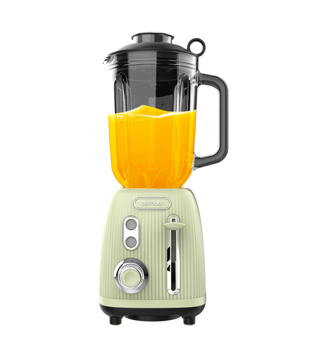 Blender cu cană Cecotec Power Black Titanium RetroGreen, 1,5 l, 1200 W, 2 viteze, verde