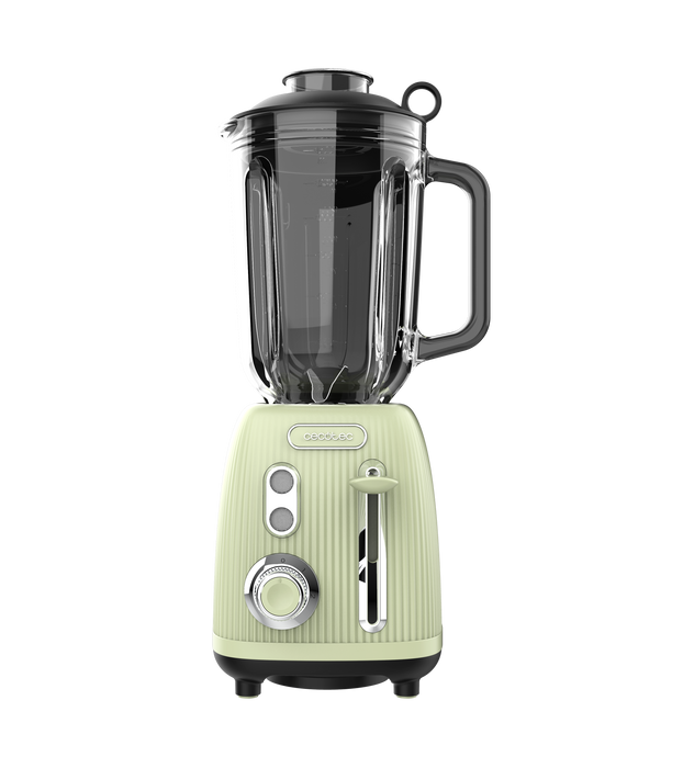 Blender cu cană Cecotec Power Black Titanium RetroGreen, 1,5 l, 1200 W, 2 viteze, verde