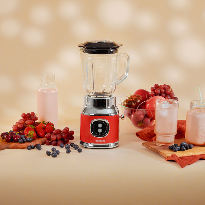 Blender cu vas Cecotec RetroTwist Red, 1 l, 800 W, roșu