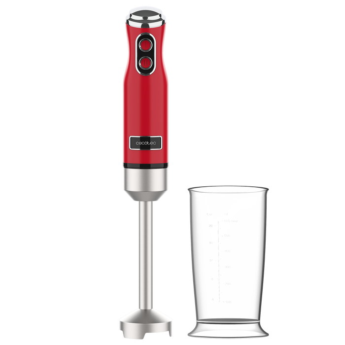 Blender de mână Cecotec Power RetroRed 1200MAX Pro, 1200 W, 0,5 l, 2 trepte