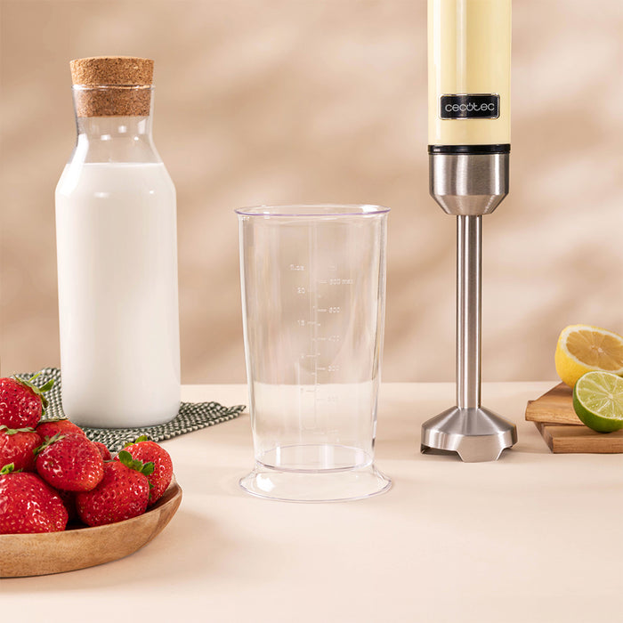 Blender vertical Cecotec Power RetroYellow 1200MAX Cream&Crush, 1200 W, 0,5 l, 2 trepte, galben