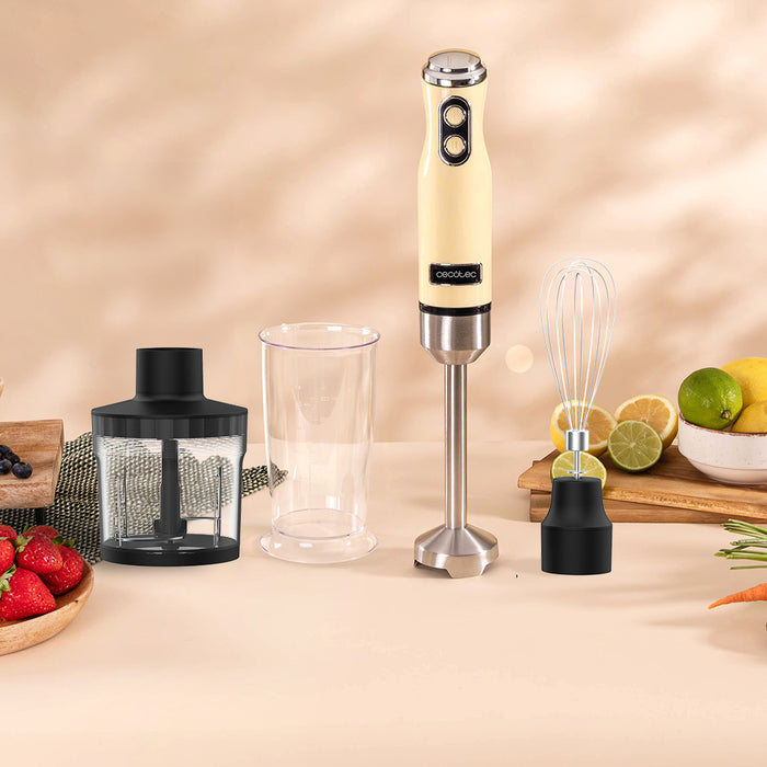 Blender vertical Cecotec Power RetroYellow 1200MAX Cream&Crush, 1200 W, 0,5 l, 2 trepte, galben