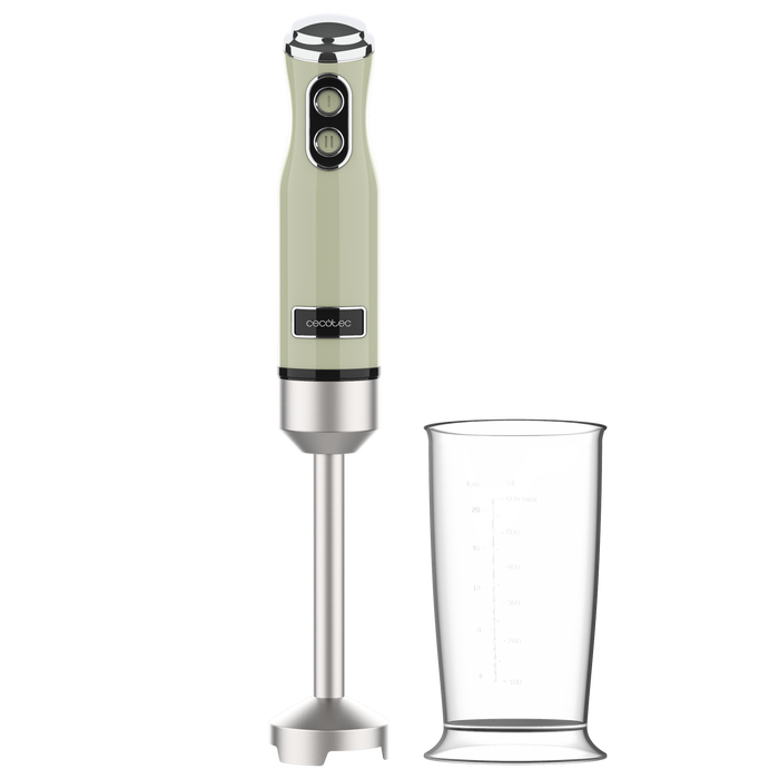 Blender de mână Cecotec Power RetroGreen 1200MAX Pro, 1200 W, 2 viteze, recipient de 0,5 l