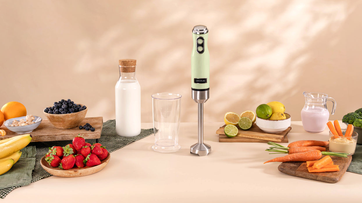 Blender vertical Cecotec Power RetroGreen 1200MAX Cream&Crush, 1200 W, 0,5 l, 2 viteze, verde