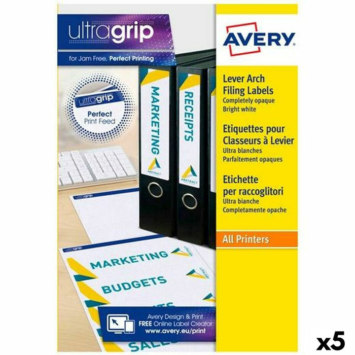 Etichete pentru Imprimantă Avery L4761 Alb 25 Frunze 192 x 61 mm (5 Unități)