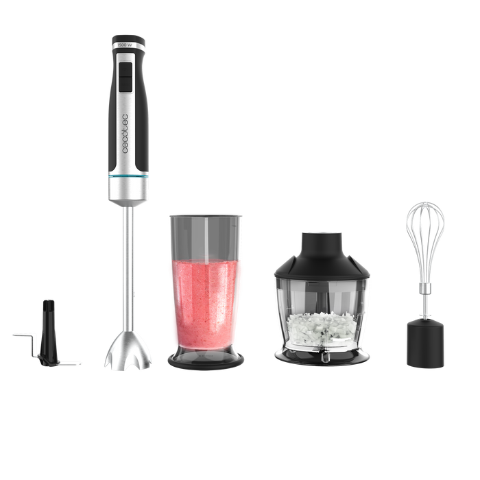 Blender de mână Cecotec Powergear 1500 XL Pro, 1500 W, 21 de viteze, cană de 800 ml, oțel