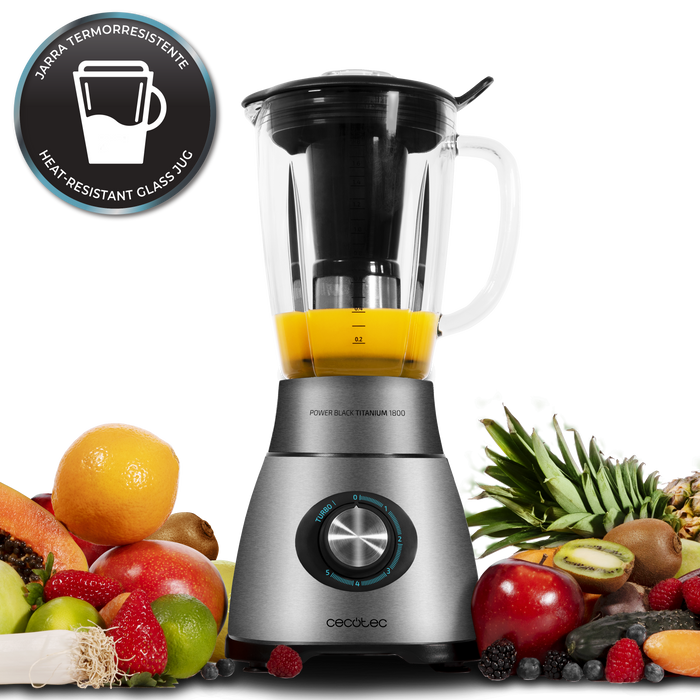 Blender cu cană Cecotec Power Black Titanium 2500MAX, 2500 W, 5 trepte, inox