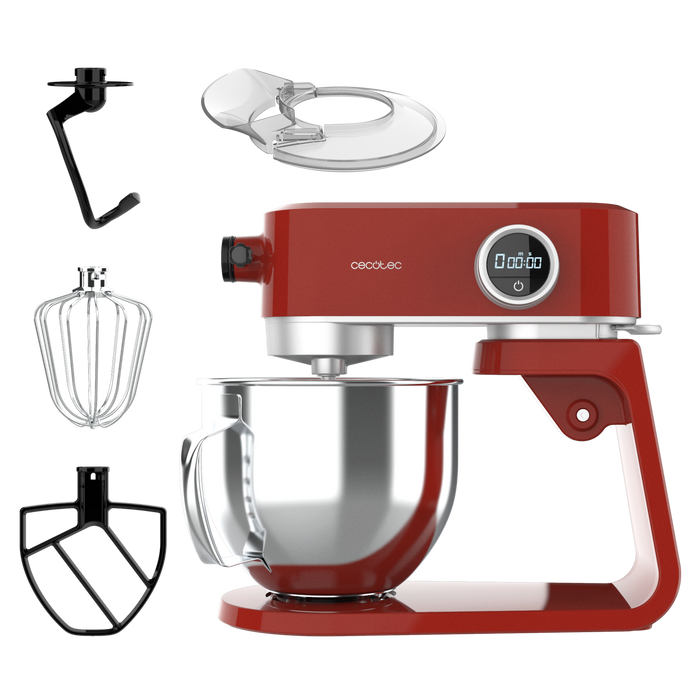 Mixer planetar Cecotec Twist&Fusion 4000 Luxury Red, 5,2 l, 800 W, 8 trepte, roșu