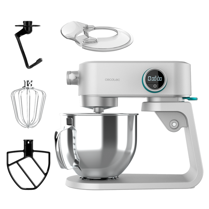 Mixer planetar Cecotec Twist&Fusion 4000 Luxury White, 5,2 l, 800 W, 8 trepte, alb