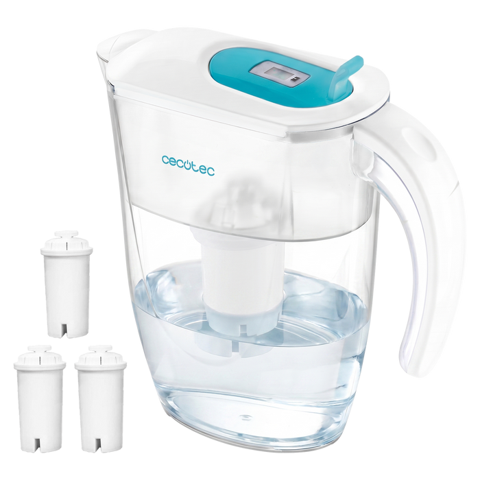 Cană filtrantă de apă Cecotec H2ONature 2400 Active, capacitate 2,4 l, filtru în 4 straturi, indicator pentru durata filtrului