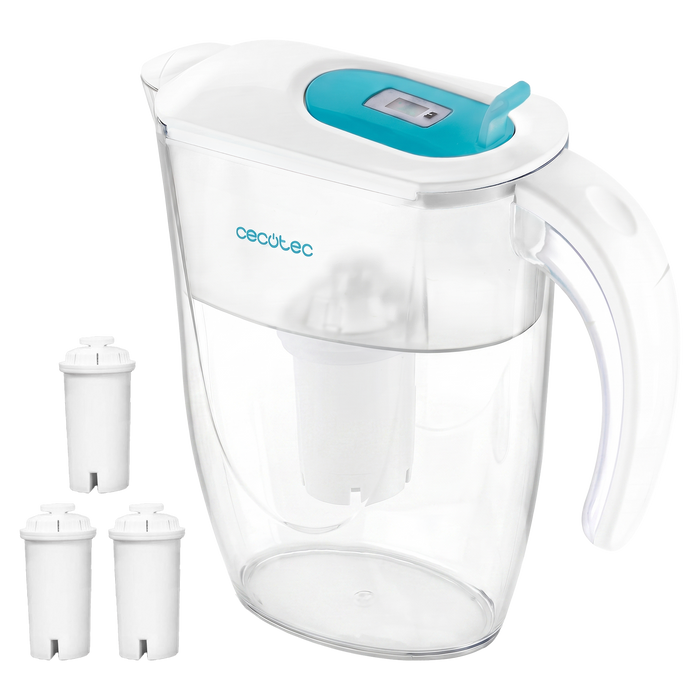 Cană filtrantă de apă Cecotec H2ONature 2400 Active, capacitate 2,4 l, filtru în 4 straturi, indicator pentru durata filtrului