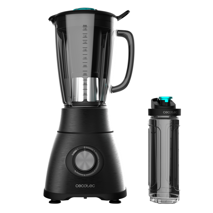 Blender cu vas Cecotec Power Black Titanium 2500MAX Go, 2500 W, vas de 1,8 l, 5 viteze, negru