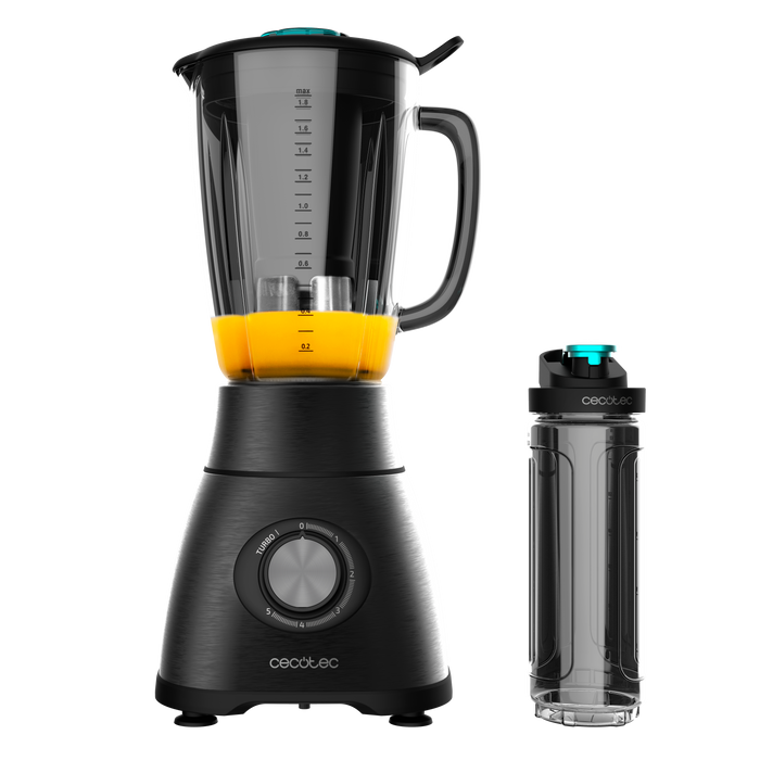 Blender cu vas Cecotec Power Black Titanium 2500MAX Go, 2500 W, vas de 1,8 l, 5 viteze, negru