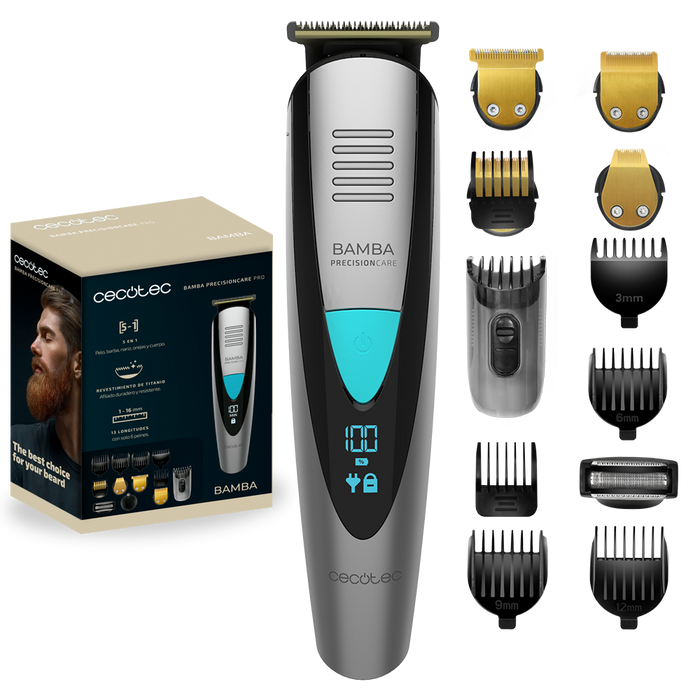 Aparat de tuns multifuncțional Cecotec PrecisionCare Pro, 5 în 1, autonomie 60 min, IPX7