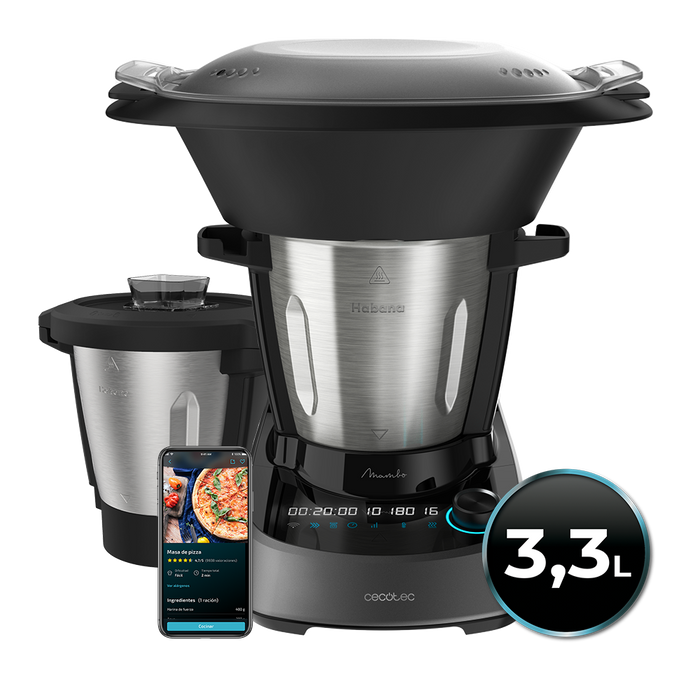 Robot de bucătărie multifuncțional Cecotec Mambo 11090 Habana, 3,3 l, 37 funcții, 10 trepte, negru/gri