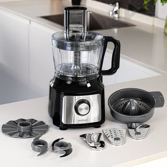 Robot de bucătărie Cecotec FoodProcessor Comino 1000, 1000 W, bol de 2 l, 2 trepte + Pulse, negru