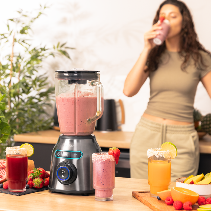 Blender cu cană Cecotec Power Black Titanium 2200MAX Smooth, 2200 W, 1,75 l, inox închis