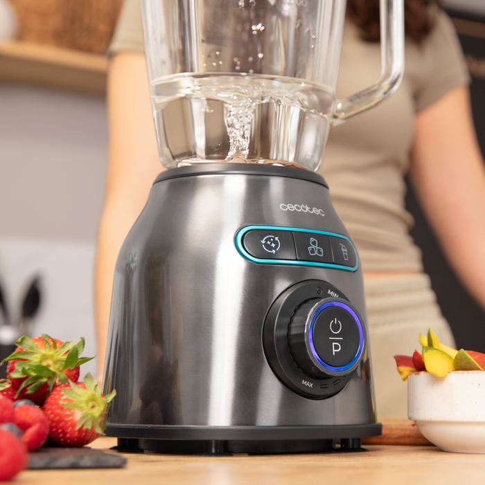 Blender cu cană Cecotec Power Black Titanium 2200MAX Smooth, 2200 W, 1,75 l, inox închis