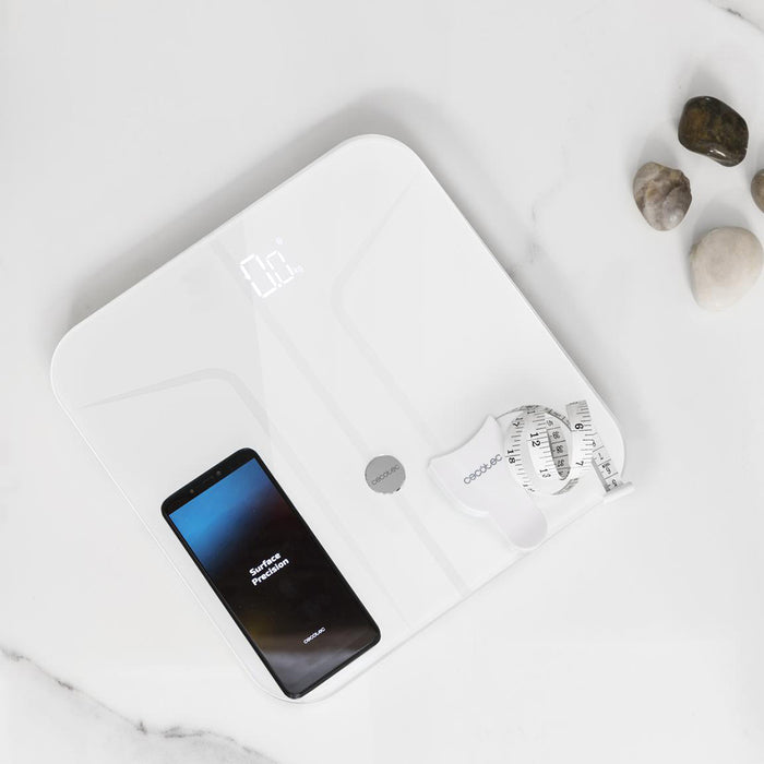 Cântar de baie cu bioimpedanță Cecotec Surface Precision 970 Smart Healthy, 180 kg, Bluetooth, 27,8 × 27,8 cm, alb