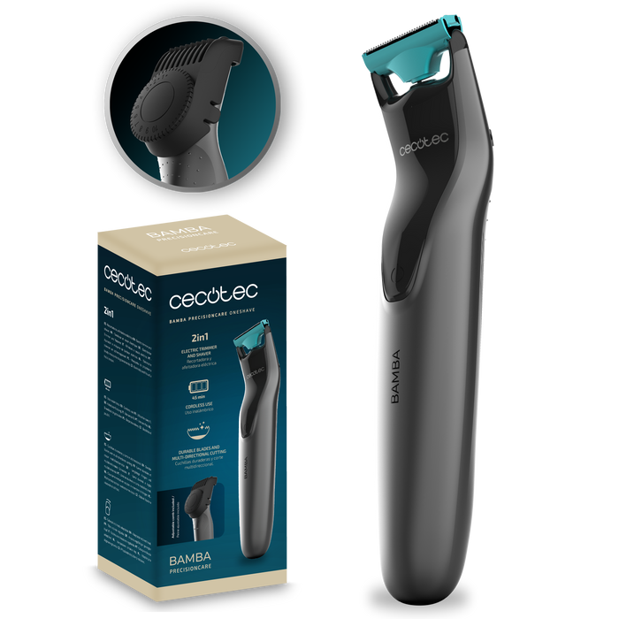 Aparat de ras și tuns Cecotec PrecisionCare OneShave, autonomie până la 45 min, lame din oțel inoxidabil, pieptene 0,5–10 mm
