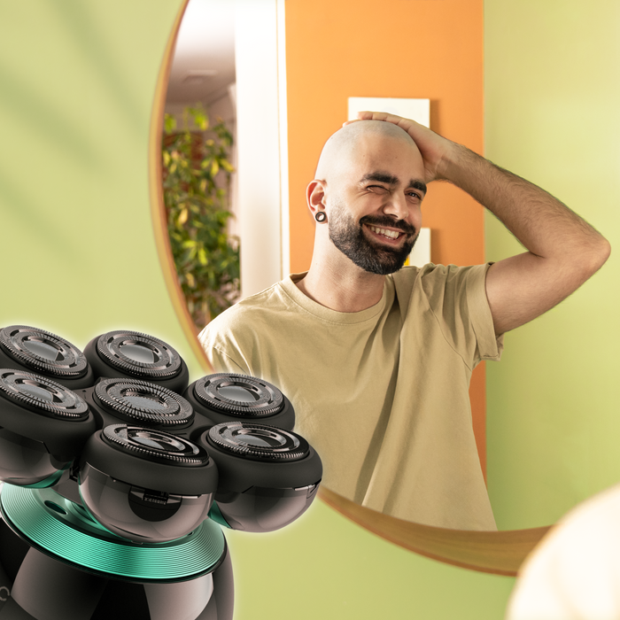 Aparat de ras pentru cap Cecotec PrecisionCare Skull Shaver, 7 lame flotante, autonomie 60 min, bază de încărcare